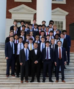 Group photo of actives dressed in suits and ties for parents formal