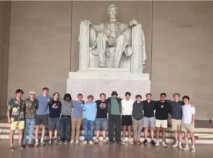 Beta Iota pledge class at the Lincoln Memorial