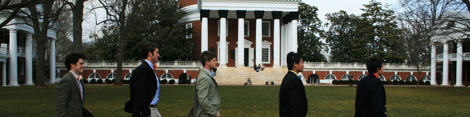 Beta Theta Pi brothers in front of UVA Rotunda