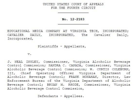 Click the image to read the Fourth Circuit’s opinion in the case of Educational Media Co. at Virginia Tech v. Insley.