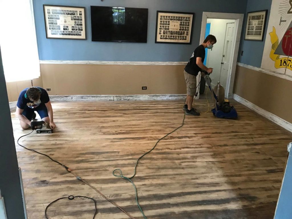 Floor refinishing in action
