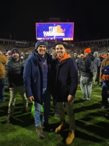 Matt and Nick Grossman on the field at Scott Stadium