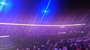 Photo of football field at night at 2025 homecomings