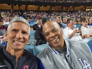 Selfie of Matt Grossman and Rob Savage at Dodger Stadium