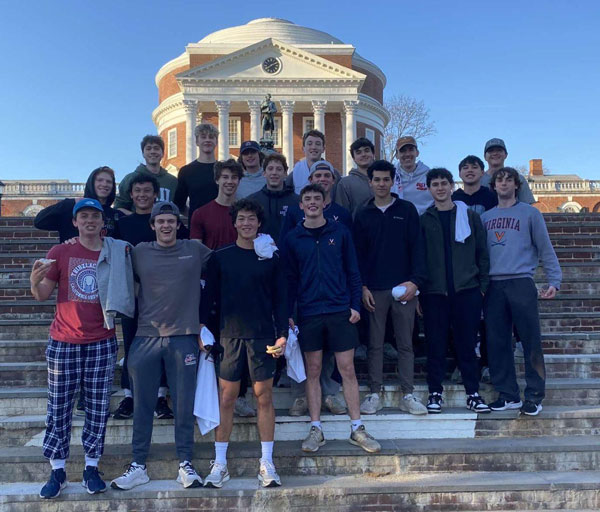 Image of 2024 Sigma Nu pledges gathered on steps of the UVA Rotunda