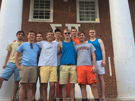 Back Row: Matt Schwartz '15 (Second Counselor), Brian Zanti '16 (House Manager), Colby Pfister '16 (Intramural Chair), Nate Farmer '16 (Risk Manager), Dane Dyslin '16 (Social Chair) Front Row: Tim Metzger '16 (Philanthropy Chair), Jay Ashe '15 (First Counselor), Axel Tarnvik '15 (Sage), Tom Osmers '16 (Fourth Counselor)