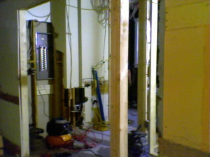 1 - new elec panel where girls fridge was in kitchen
