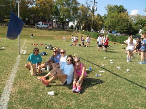 Theta sisters take a break from the action.