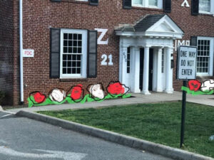 Sketch of front of house with mock shrubs included along front entrance