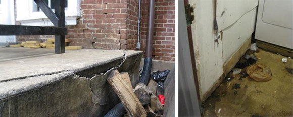 Ground level water damage 