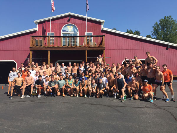 Group photo of the 2021-2022 rowing team after their first practice