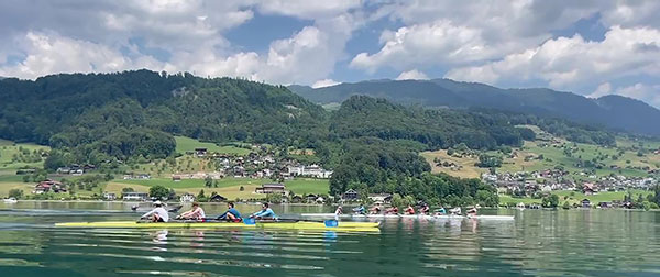 Image of rowing practice on the water
